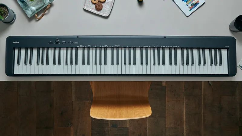 Casio CDP-S160 in black on a desk, seen from above