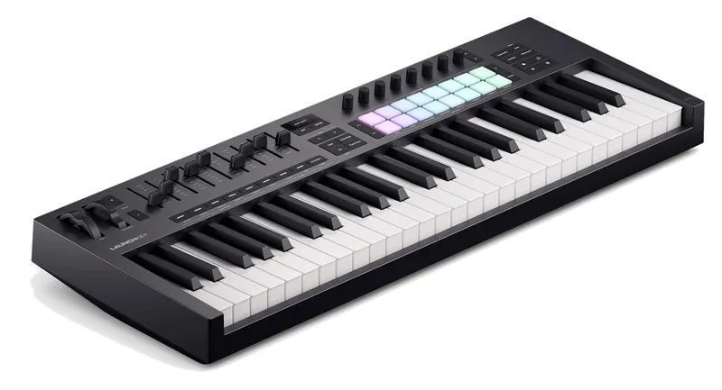 Novation Launchkey 49 MK4 seen from the left and above