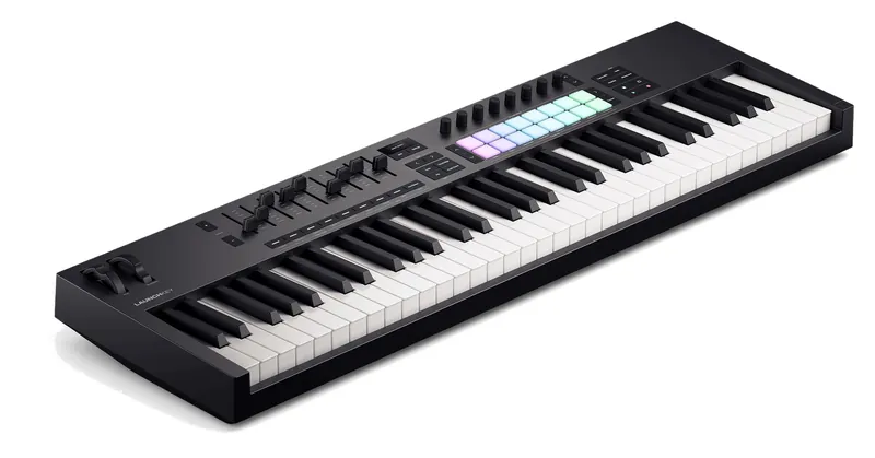 Novation Launchkey 61 MK4 seen from the left and above